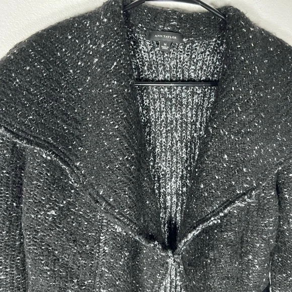 Ann Taylor Open Draped Waterfall Shawl Collar Cardigan Sweater Jacket Size M - Picture 2 of 4